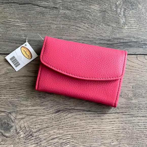 pink trifold wallet